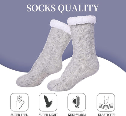 Women'S Winter Super Soft Warm Cozy Fuzzy Fleece-Lined with Grippers Slipper Socks