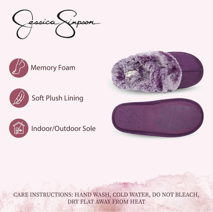 Womens Comfy Faux Fur House Slipper Scuff Memory Foam Slip on Anti-Skid Soleslipper